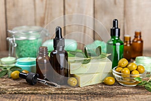 Olive Spa. Essential oils, face and body cream, scrub, sea salt, handmade soap with olive oil extract