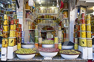 olive store in famous Marrakesh souk