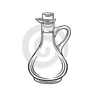 Olive, sunflower corn or soybean oil in a glass bottle outline icon