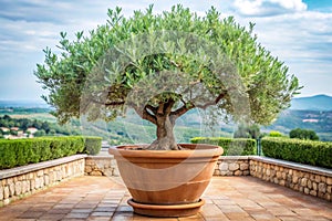 Olive tree in a big pot