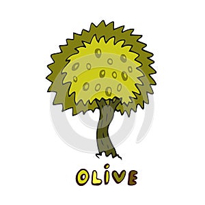 Olive tree. Vector isolated illustration. Hand drawn icon.