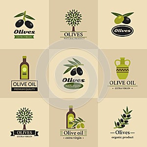 Olive vector logos, labels and emblems
