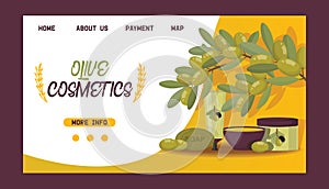 Olive vector oliveoil cosmetic bottle natural olivaceous oil landing page backdrop set of web-page illustration web-site photo
