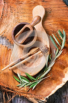 Olive wood kitchen utensil