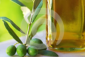 Oliveoil and olives.