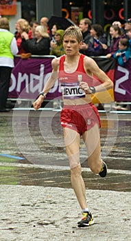 Olivera Jevtic running the Olympic Marathon
