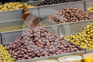 Olives. Of all varieties and in all shapes! Blacks, greens, bigs, little ones, Syrians, Arabs,