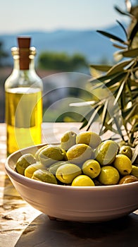 Olives in a Bowl Bathed in Olive Oil