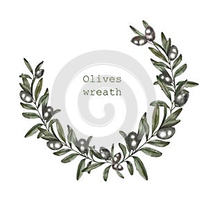 Olives hand drawn illustration. Healthy and organic food design label