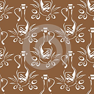 Olives oil seamless pattern