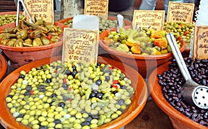 Olives and pickle market stall