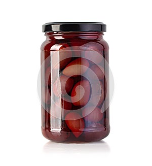 Olives preserved in a glass jar