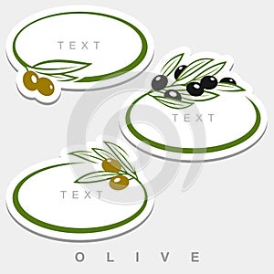 Olives set. Collection olives leaves frame. Vector