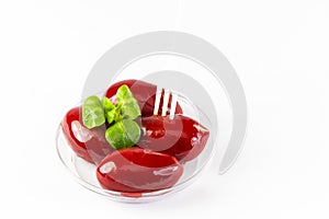 Olives in a small plastic plate photo