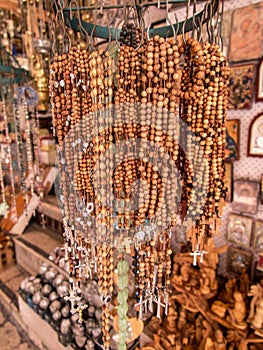 Olivewood rosaries with often purchased in the old part of Jerus