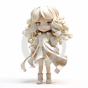 Olivia: A Whimsical 3d White Haired Doll In Stylistic Manga Style