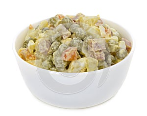 Olivie salad in bowl