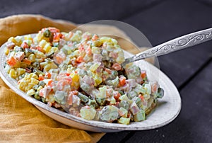 Olivier salad with mayonnaise, new year