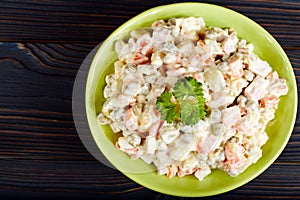 Olivier salad. Traditional Russian cuisine.
