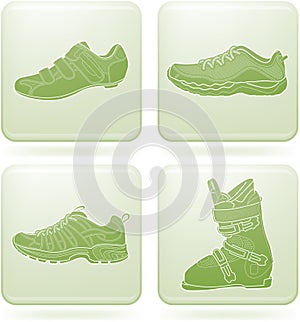 Olivine Square 2D Icons Set: Sport Shoes