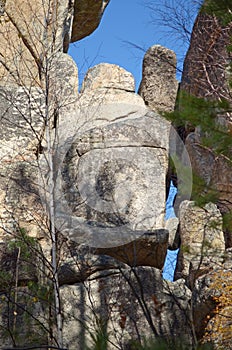 Olkhinsky plateau. Rocky outcrops formed by the weathering of rocks