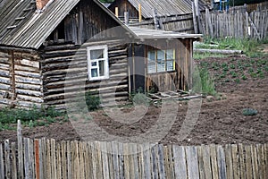 Wooden house in the siberian village of Khuzir on Olkhon Island, Baikal Lake, Russia