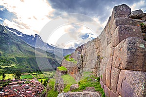 Ollantaytambo, old Inca fortress in the Sacred Valley in the And