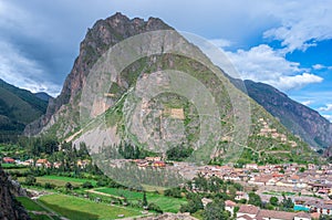 Ollantaytambo - old Inca fortress in the Sacred Valley in Andes, Cusco, Peru