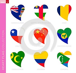 Ð¡ollection of flags in the shape of a heart