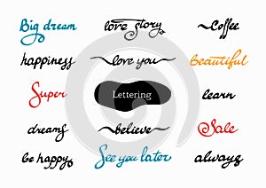 Ð¡ollection of the lettering words.