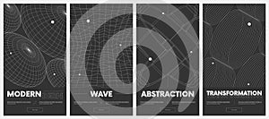 Ð¡ollection vector posters with strange wireframes of geometric shapes modern design inspired by brutalism, abstract 3d spheres