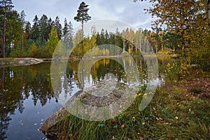 Ollilanlampi pond in autumn in Finnish Kerava.