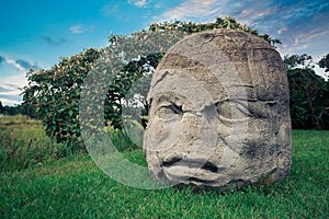 Olmec colossal head in the city of La Venta, Tabasco