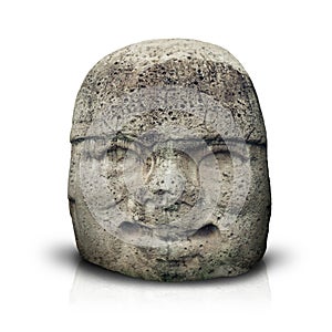 Olmec colossal head isolated on white