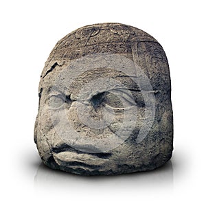 Olmec colossal head isolated on white