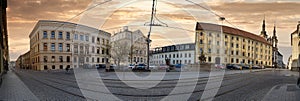 Olomouc - baroque pearl of Moravia, Republic square with fountain of tritons and church st. Marry of snow