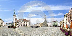 The Holy Trinity Column and the Astronomical clock in Olomouc, Czech Republic