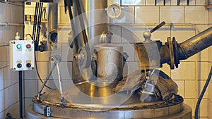 Olomouc, Czech Republic, September 30, 2018: Growing distillery for the production of plum brandy by firing in a gas