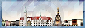 Olomouc skyline vector colorful poster on beautiful triangular texture background
