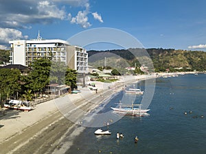 Olongapo, Zambales, Philippines - Aerial of the coast and resorts along Barretto beach