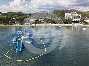 Olongapo, Zambales, Philippines - Aerial of a water park by the coast of Barretto Beach