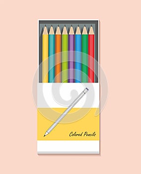 Ð¡olor pencils in a box isolated on pink background