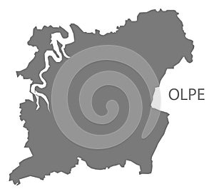 Olpe German city map grey illustration silhouette shape