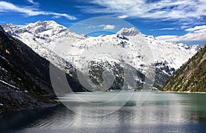 Olperer above Schlegeisspeicher lake photo