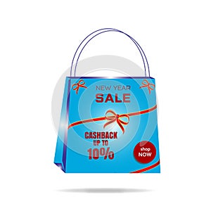 OLINE SHOP ICON VECTOR WITH PAPER BAG SHAPE photo