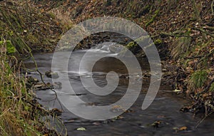 Olsovy creek near Petrovice village in Krusne mountains in autumn morning