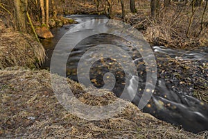 Olsovy creek near Rajec village in cold spring morning