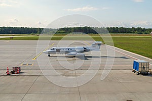 13/09/2021. Olsztyn-Mazury Airport, Poland. United States Air Force Europe USAFE Gates Learjet 40096 jet plane.