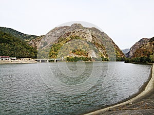 Olt River in Carpathian Mountains, Romania at Turnu Dam