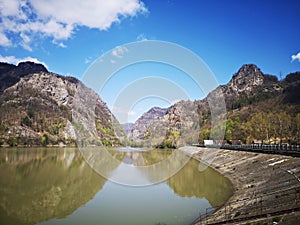 Olt River in Carpathian Mountains, Romania at Turnu Dam